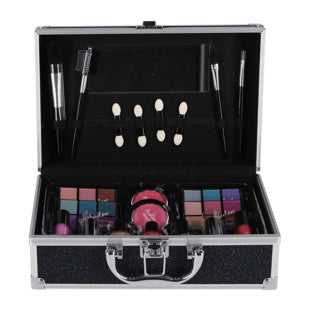 Trousse de maquillage en aluminium Casualelle bleu foncé pailleté