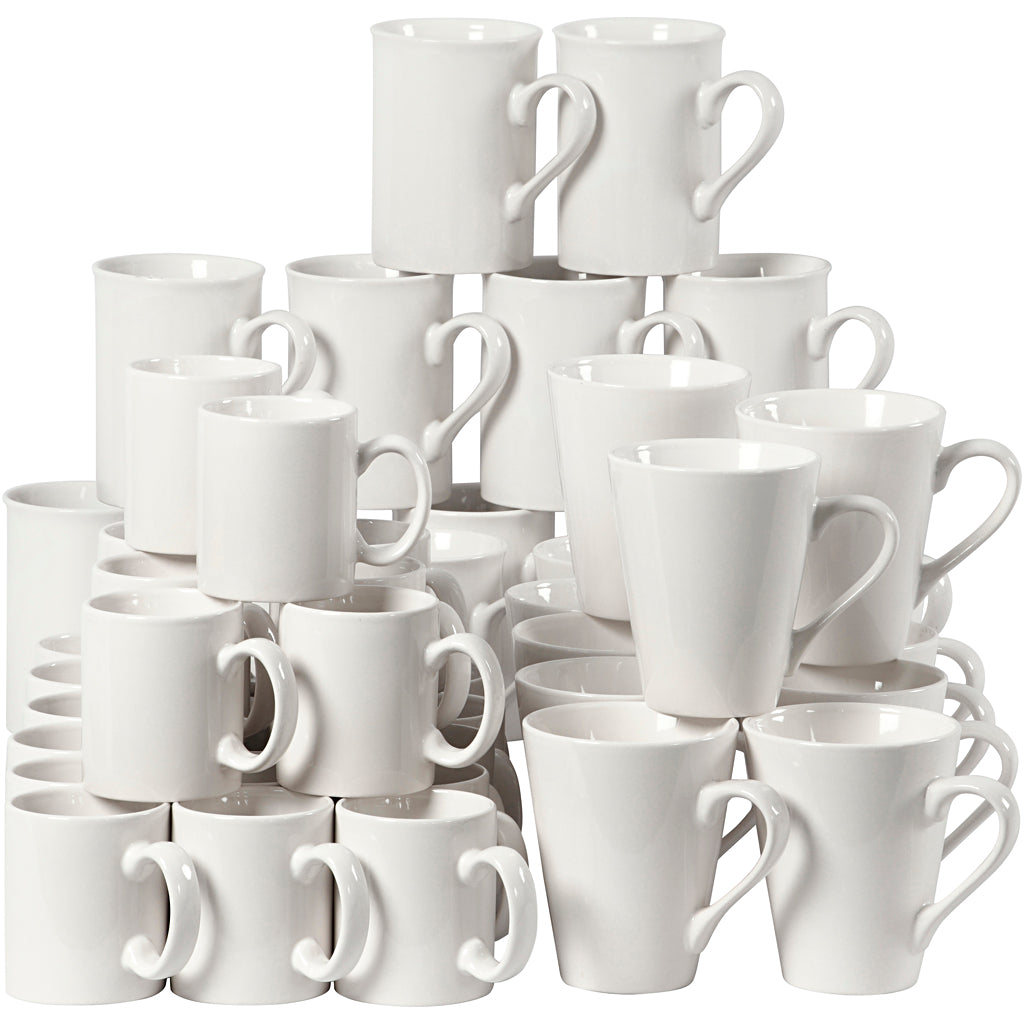 Tasses Creativ company, h: 7-10 cm, blanc, 48 pièces 1 boîte