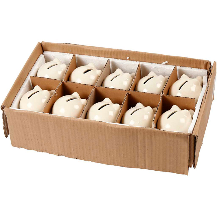 Tirelire Creativ company, h : 8 cm, l : 8,5 cm, blanc cassé, 10 pièces 1 boîte