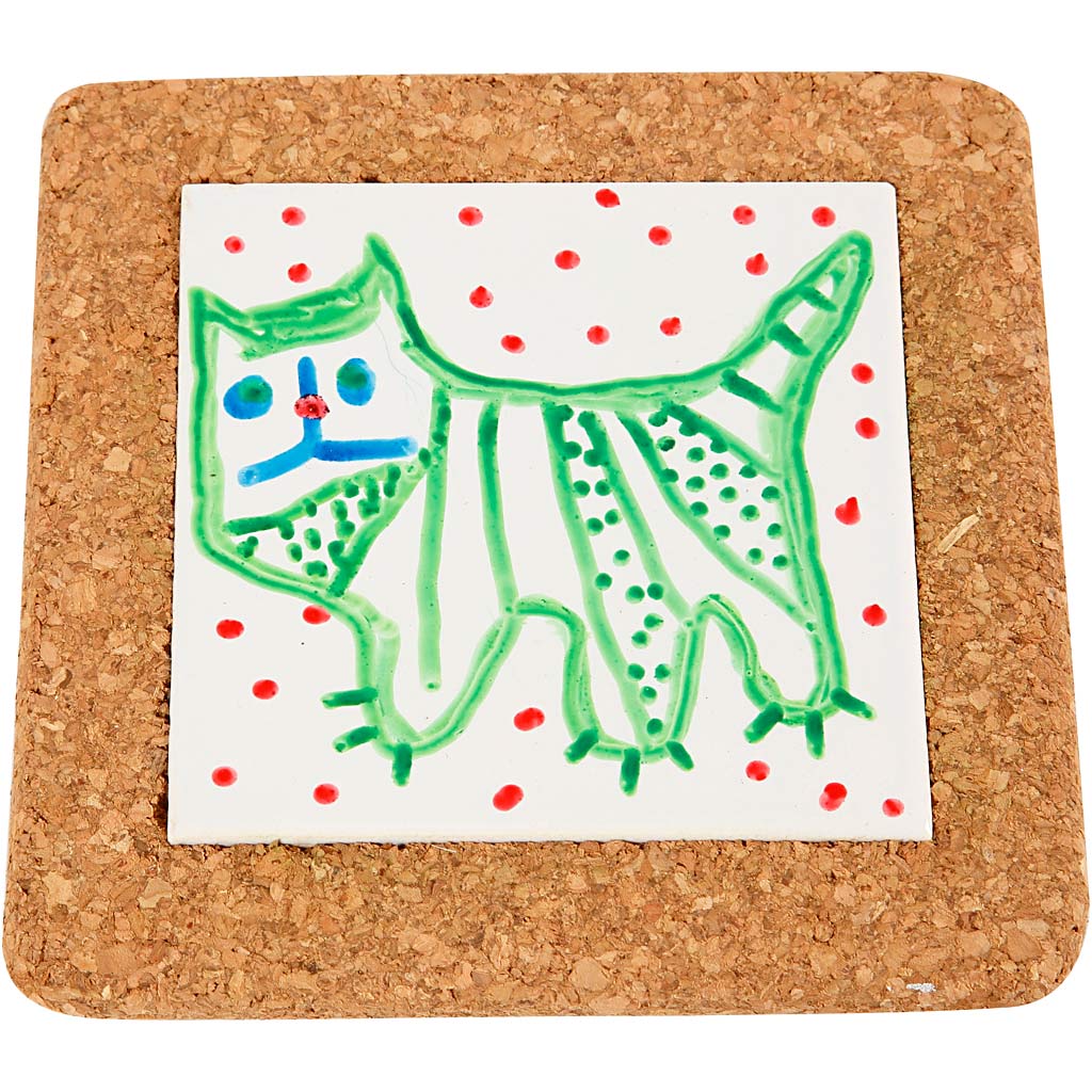 Crétiv Company Coaster avec cadre de liège, DIM 15,5x15,5x1 cm, blanc, 10 pièces 1 boîte