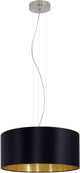 Lampe à suspension Eglo maserlo - 3 lumières - e27 - ø 53 cm - tissu - noir, or