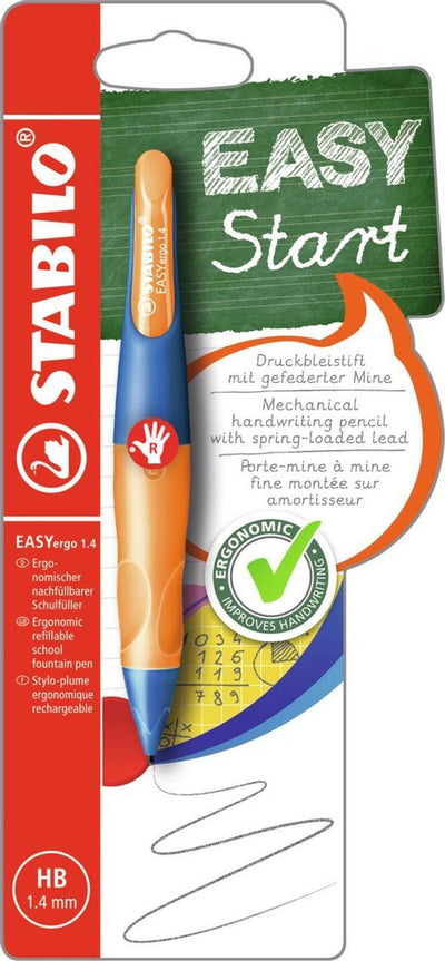 Stabilo easyergo 1.4 - porte-mine ergonomique - droitier - rechargeable - orange fluo outremer - mine fine 1,4 mm