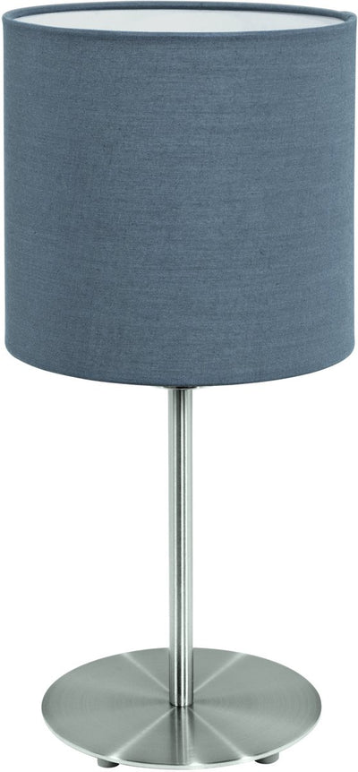 Lampe de table Eglo Pasteri - 1 lumière - e27 - ø18cm - tissu - gris, anthracite, blanc