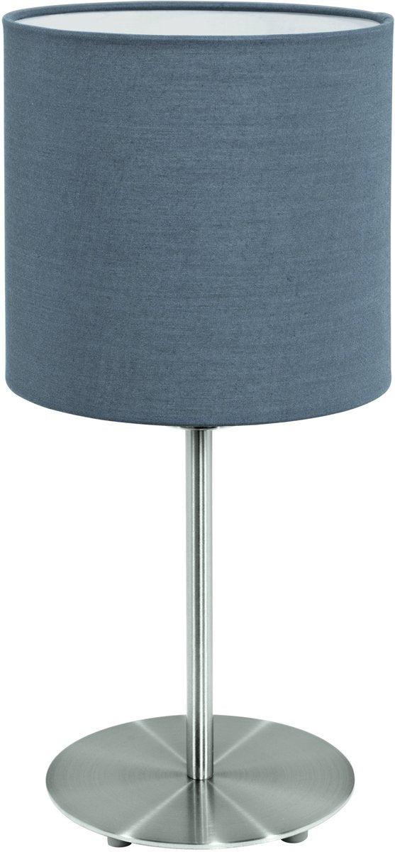 Lampe de table Eglo Pasteri - 1 lumière - e27 - ø18cm - tissu - gris, anthracite, blanc