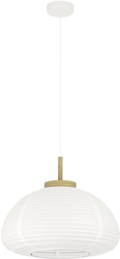 Lampe à suspension Eglo Summerhill - e27 - ø 55 cm - blanc marron - papier