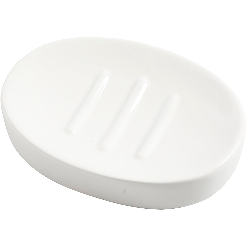 Porte-savon Creativ company, h : 2,5 cm, l : 13,5 cm, l : 10 cm, blanc, 1 pièce