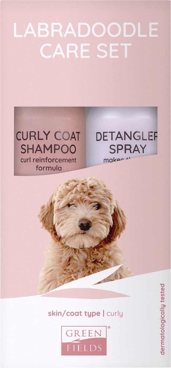 Kit de soin du pelage Greenfields pour labradoodle - pour poil long ou bouclé - shampoing pour poil frisé et spray anti-emmêlement 250 ml