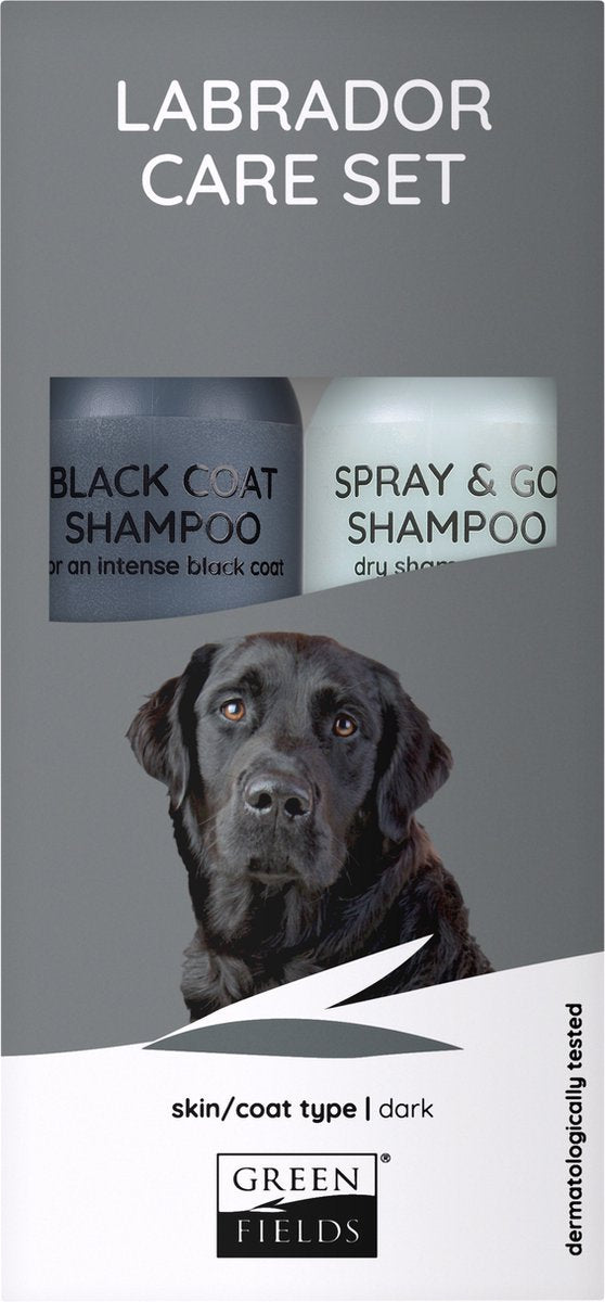 Ensemble de soins du pelage Greenfields pour Labrador - shampoing et spray pour pelage noir Go Dry Shampoo 250 ml