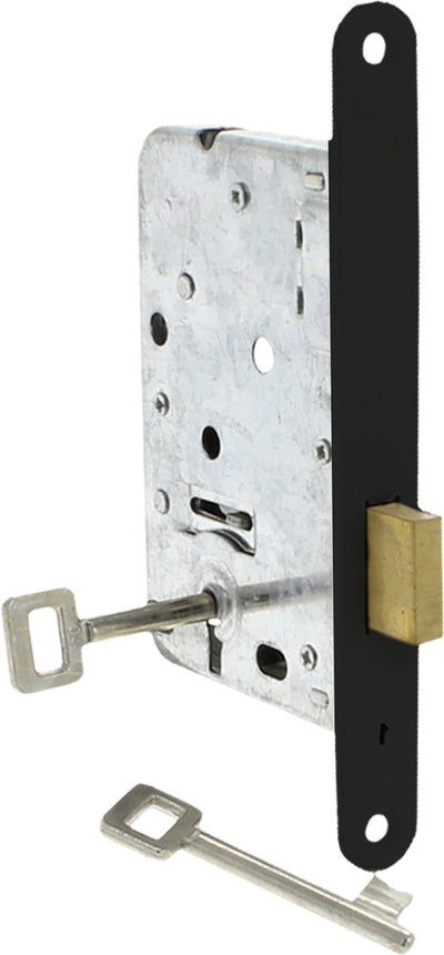 Serrure à mortaise Starx - noir - acier - - serrure d'armoire laquée noire axe 50mm