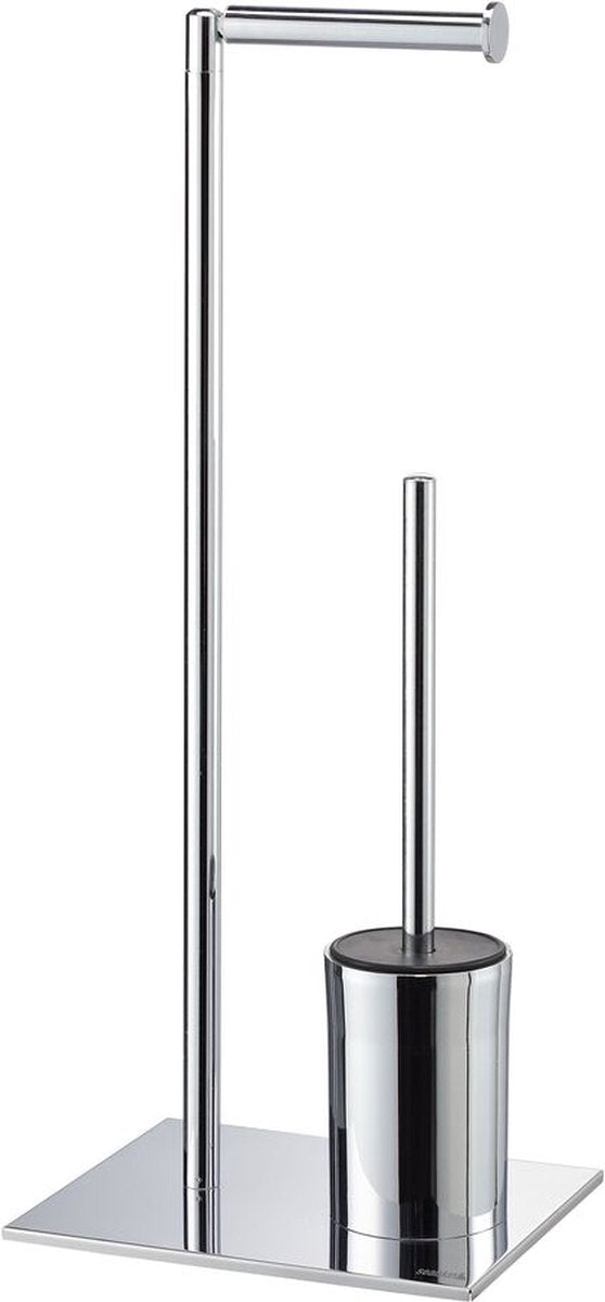 Tube Sealskin - majordome de toilettes - brosse WC avec support en silicone - porte-rouleau de rechange - autoportant - chrome
