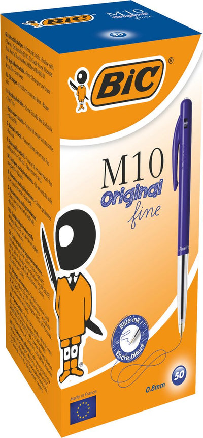 Stylo à bille m10 bic 0,4mm bleu 50 pièces