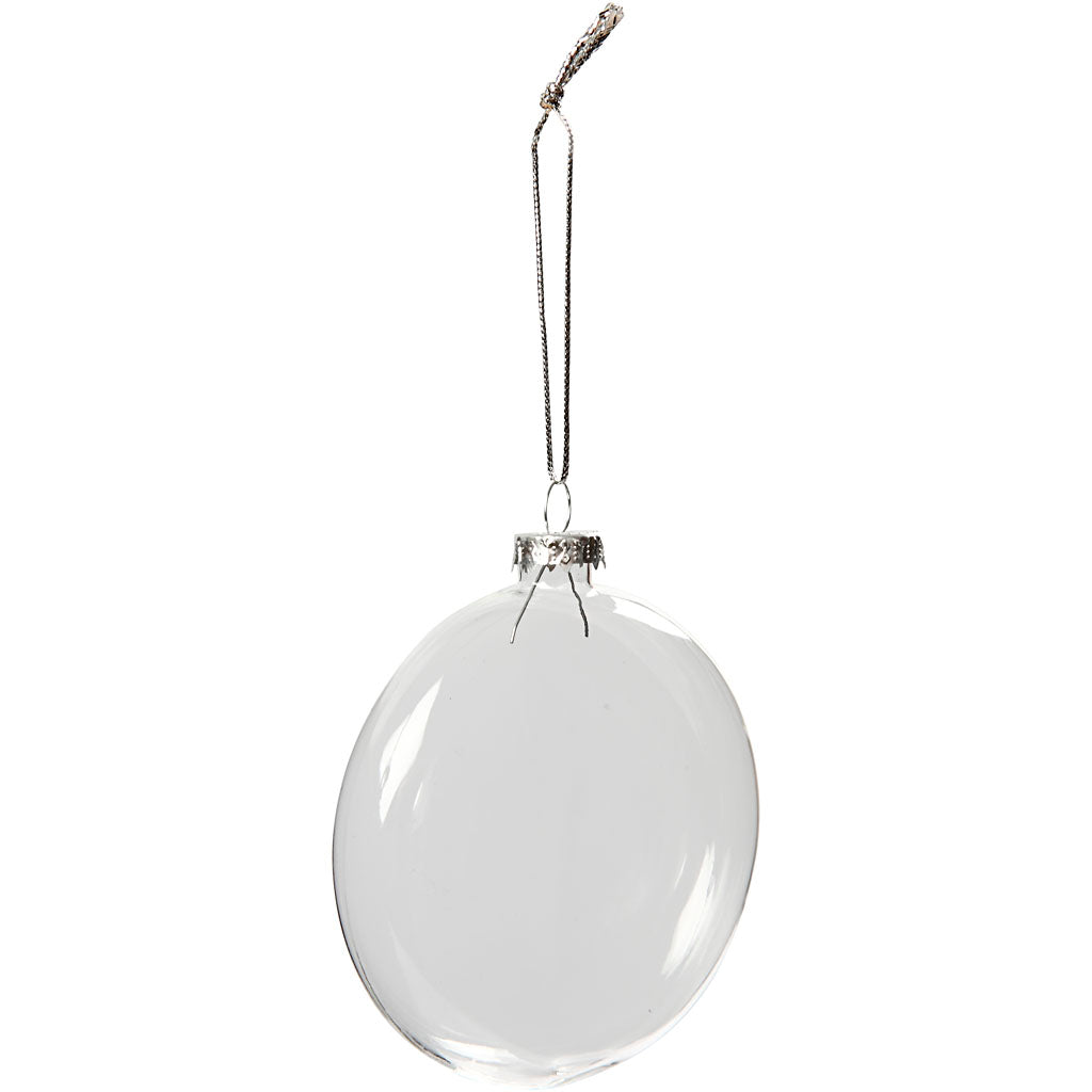 Boule de Noël en verre plat Creativ company, d 8 cm, épaisseur 2,1 cm, 6 pièces 1 boîte