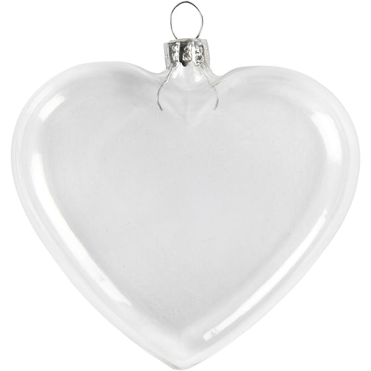 Creativ company coeur en verre plat, h : 9 cm, l : 7,8 cm, épaisseur 2,1 cm, 6 pièces 1 boîte