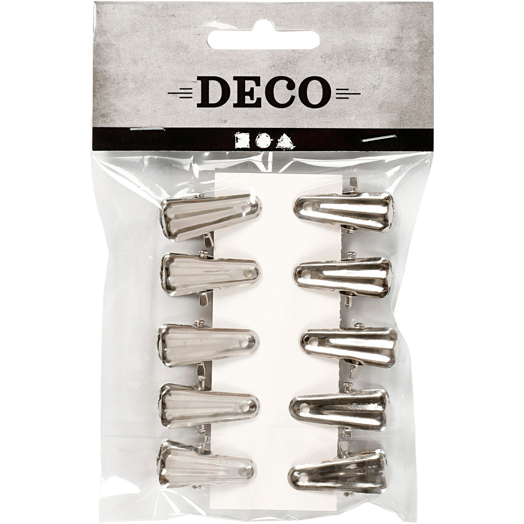 Pinces déco Creativ company, l: 27 mm, l: 14 mm, argent, 10 pièces 1 boîte