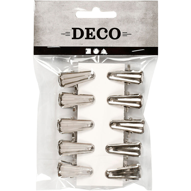 Pinces déco Creativ company, l: 27 mm, l: 14 mm, argent, 10 pièces 1 boîte