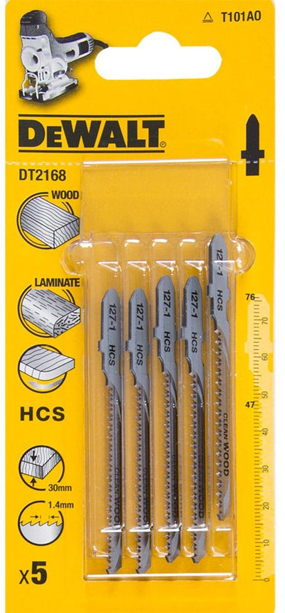 Dewalt dt2168 hcs lame de scie sauteuse propre - espacement des dents 1,4 mm - bois stratifié (5 pcs)