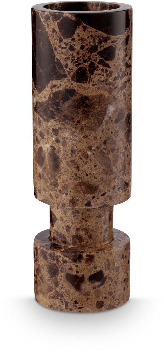 Bougeoir Vtwonen - bougeoir en marbre - marron - 6,5x20cm