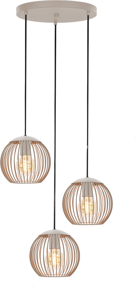 Lampe à suspension Eglo Lindero / E27 - ø 46,5 cm - coloris sable beige