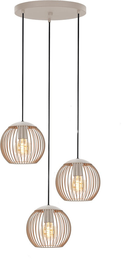 Lampe à suspension Eglo Lindero / E27 - ø 46,5 cm - coloris sable beige