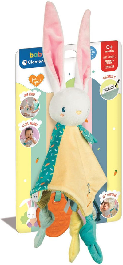 Clementoni - doudou lapin - doudou tout doux - sensoriel - cadeau maternité - dès 0 mois