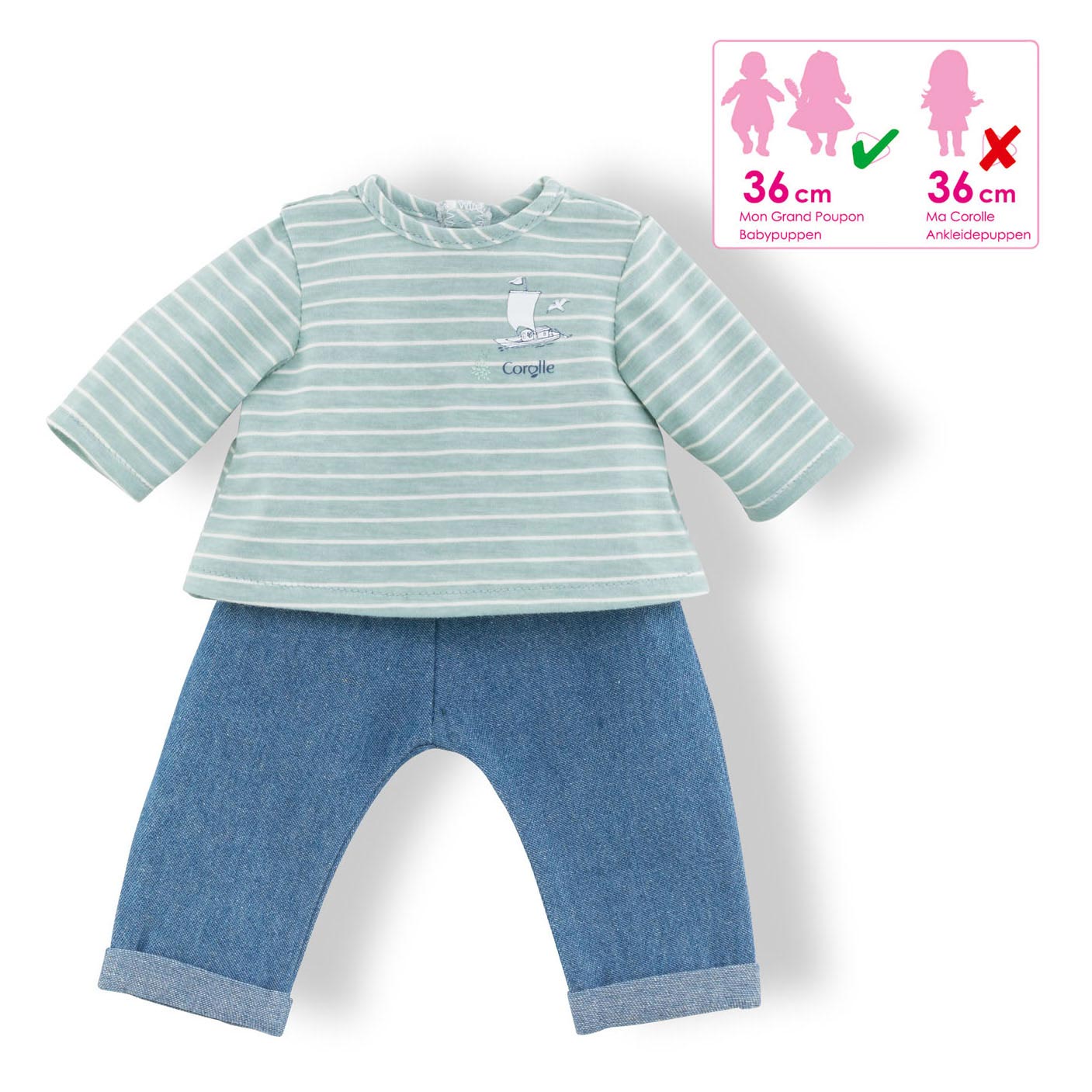 Corolle Mon Grand Poupon - Pantalon de poupées avec chemise, 36 cm