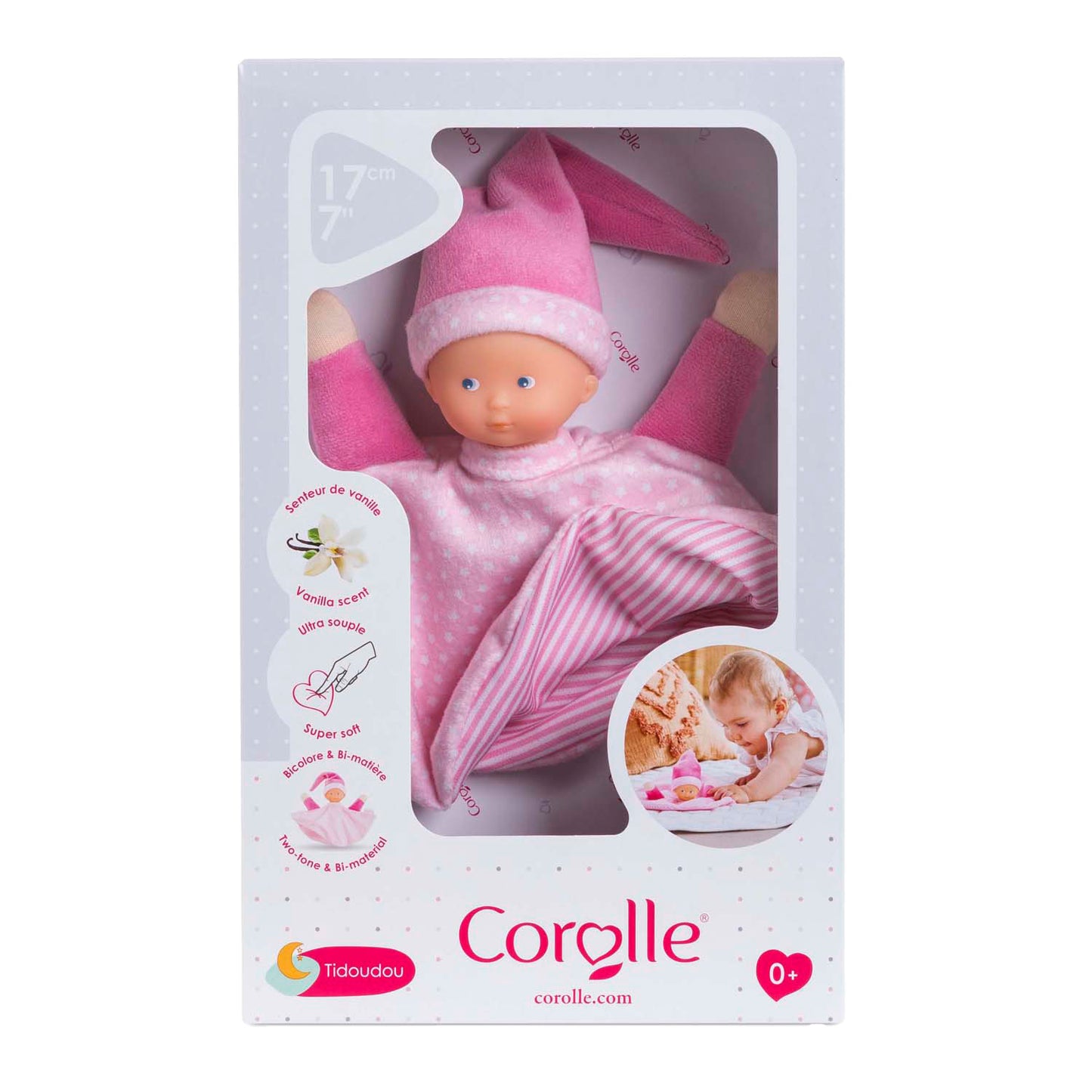 Corolle Tidoudou - Tissu de câlins rose, 17 cm