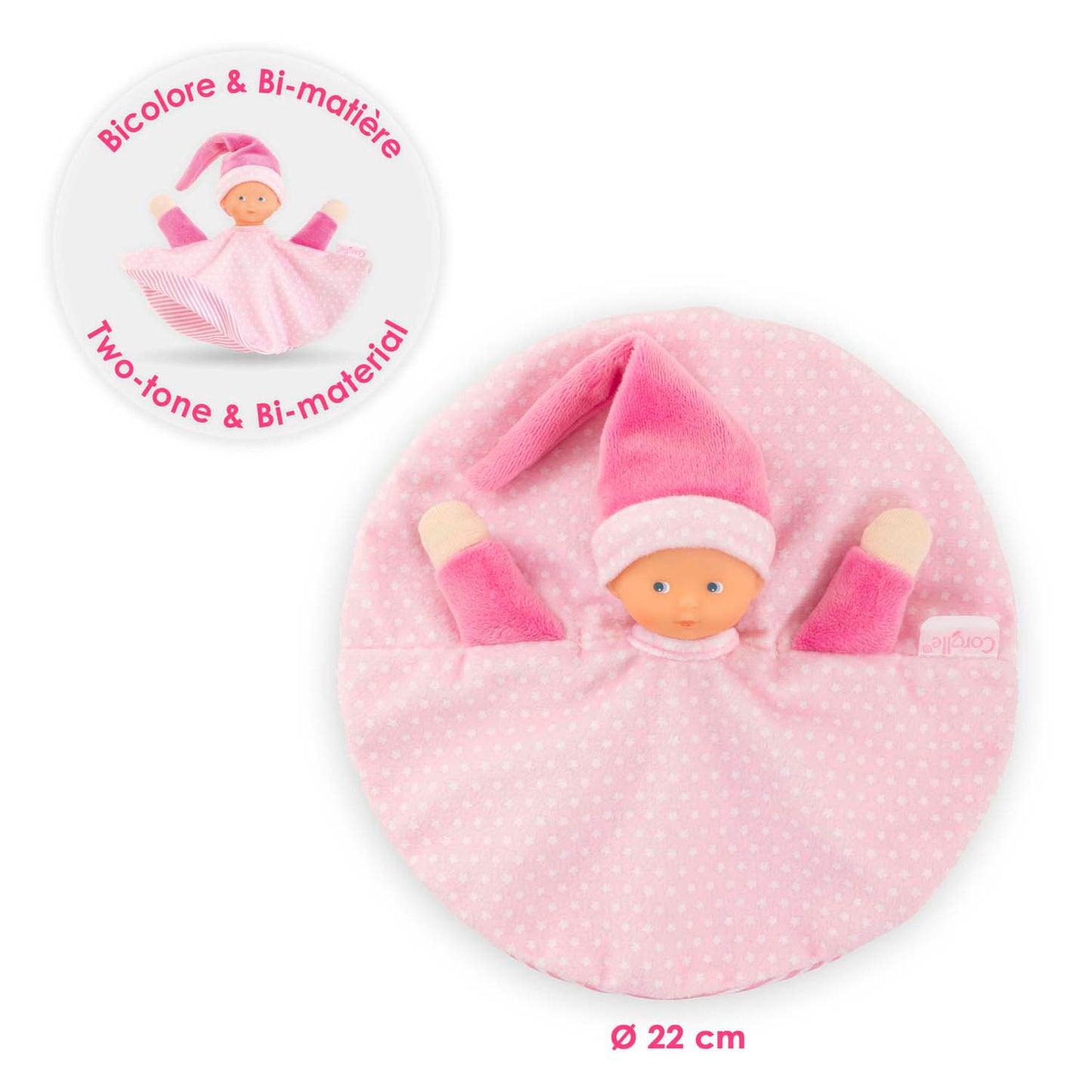Corolle Tidoudou - Tissu de câlins rose, 17 cm