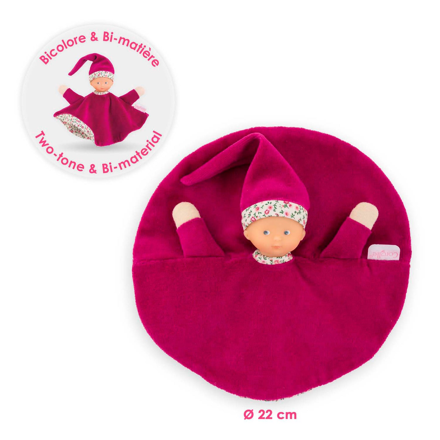 Corolle Tidoudou - Tissu de câlins de grenadine rose, 17cm