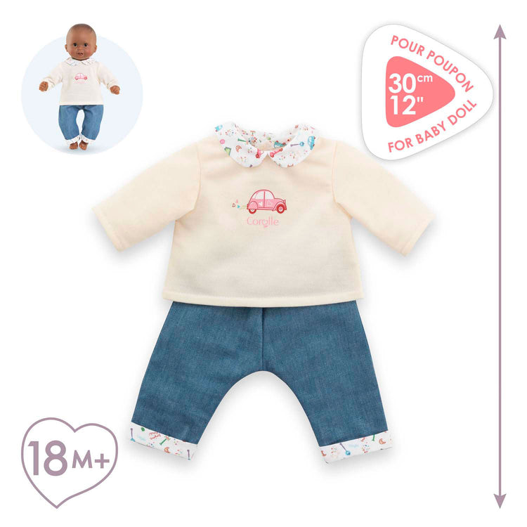 T-shirt Corolle et jeans pour bébé poupée, 30 cm