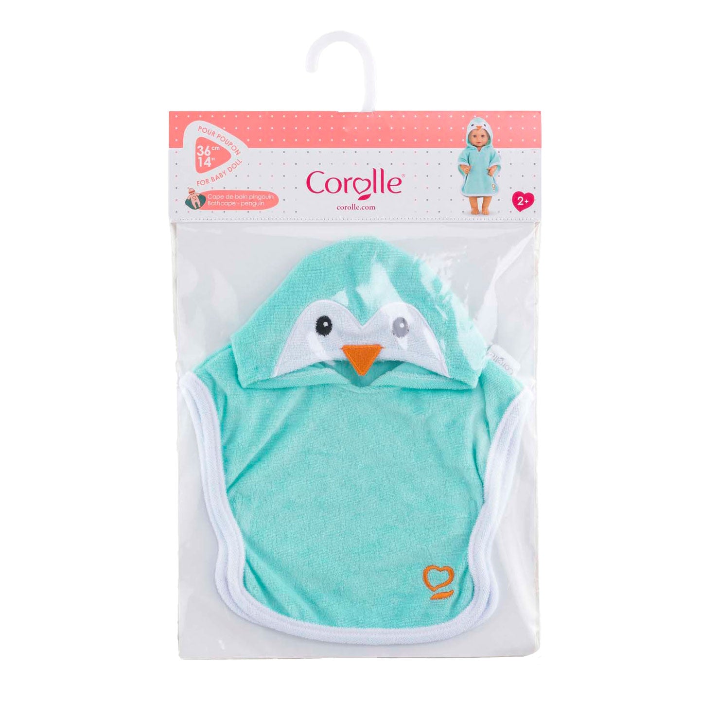 Corolle Badcape pour bébé pop - Penguin, 36cm