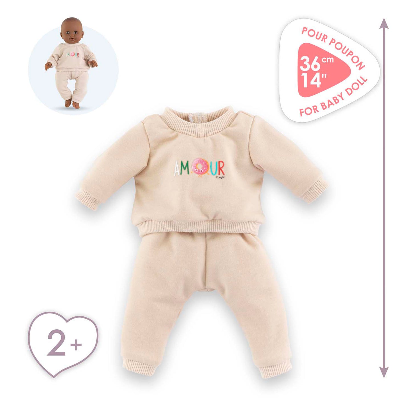 Corolle Beige Tracking Costume pour bébé pop, 36 cm