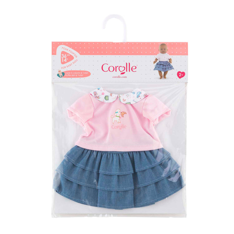 Jupe Corolle avec volants et t-shirt pour bébé poupée, 36 cm.