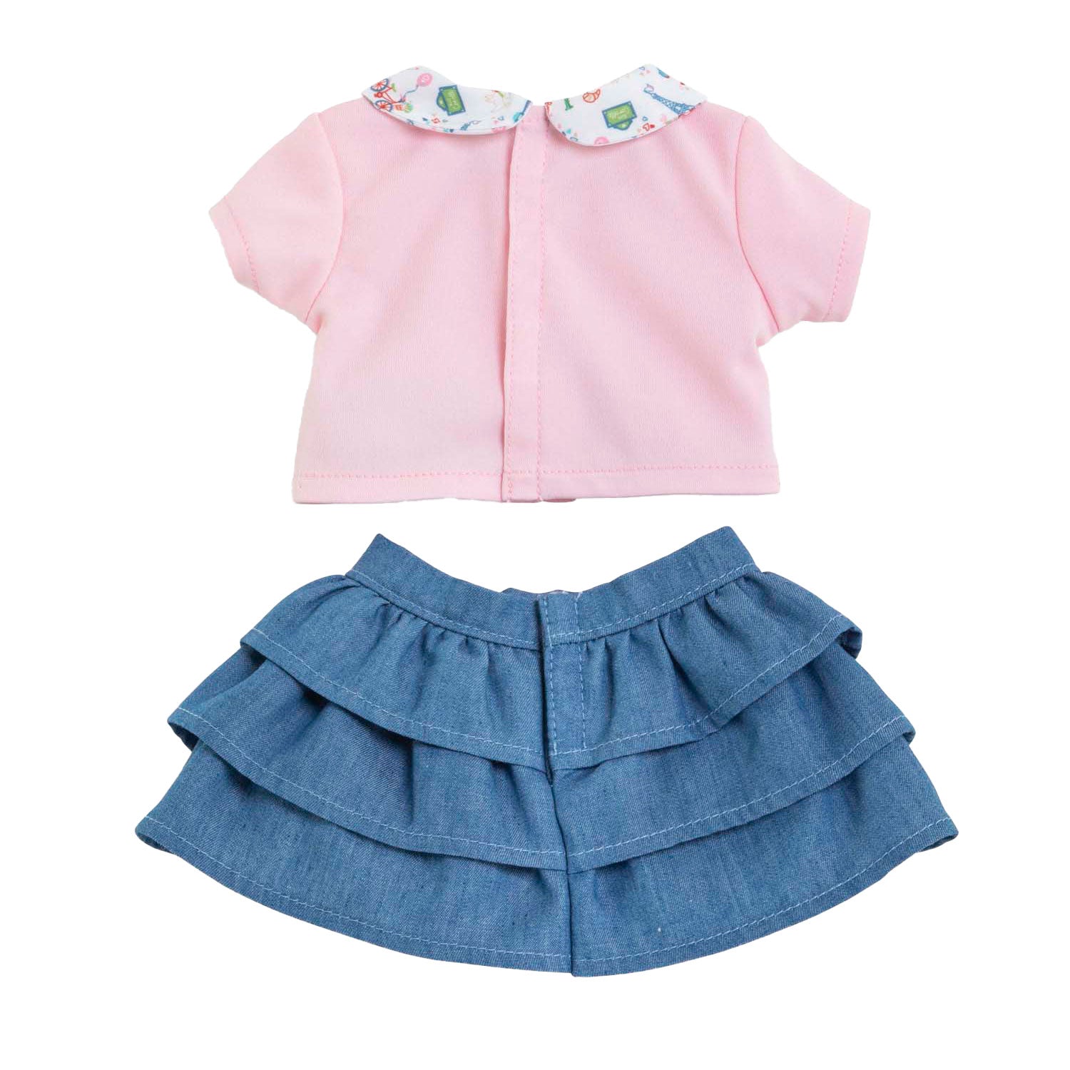 Jupe Corolle avec volants et t-shirt pour bébé poupée, 36 cm.