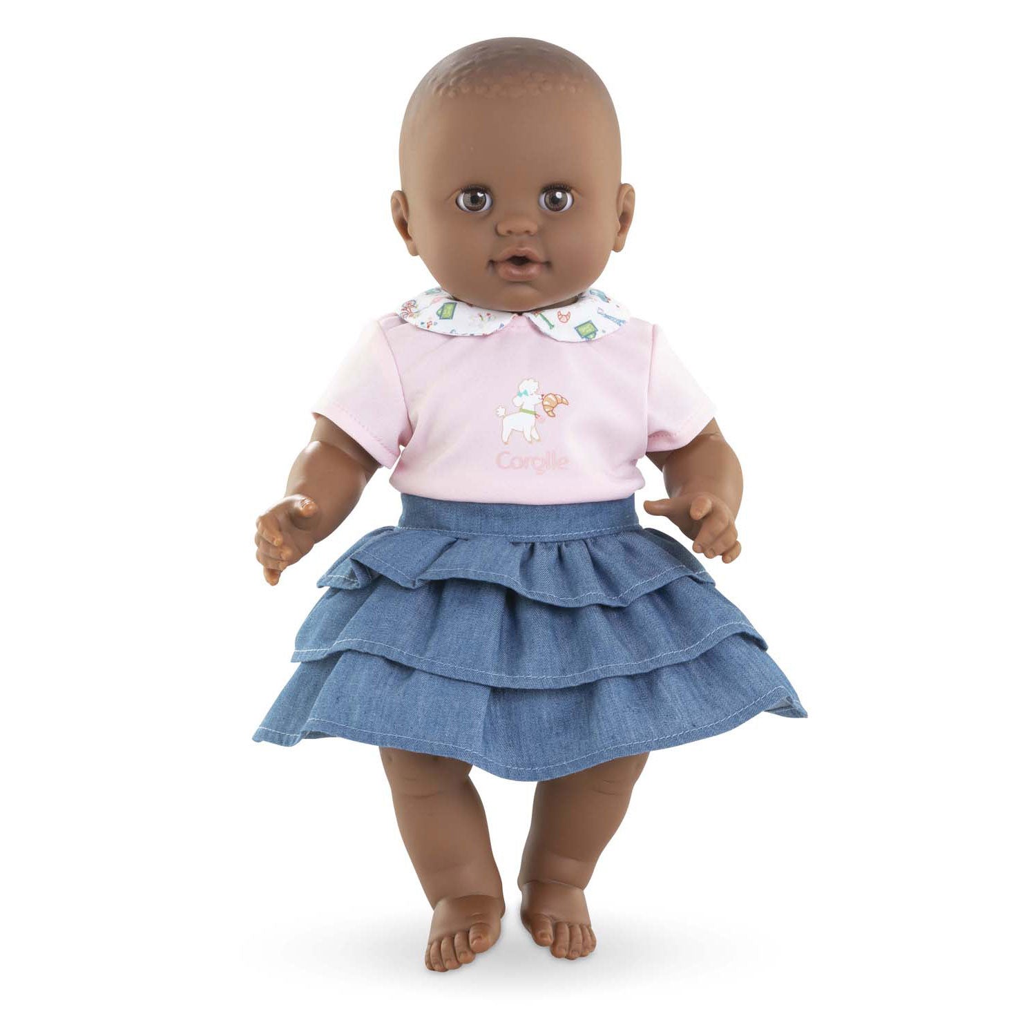 Jupe Corolle avec volants et t-shirt pour bébé poupée, 36 cm.