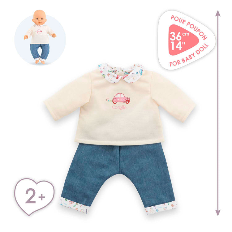 T-shirt Corolle et jeans pour bébé poupée, 36 cm