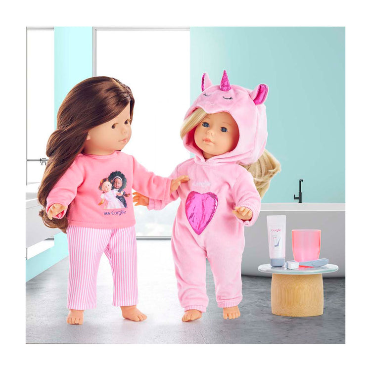 Pyjamas de licorne rose corolle pour des poupées de 36 cm, 2dlg.