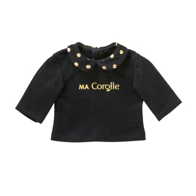 T-shirt Corolle noir et doré pour poupée, 36cm