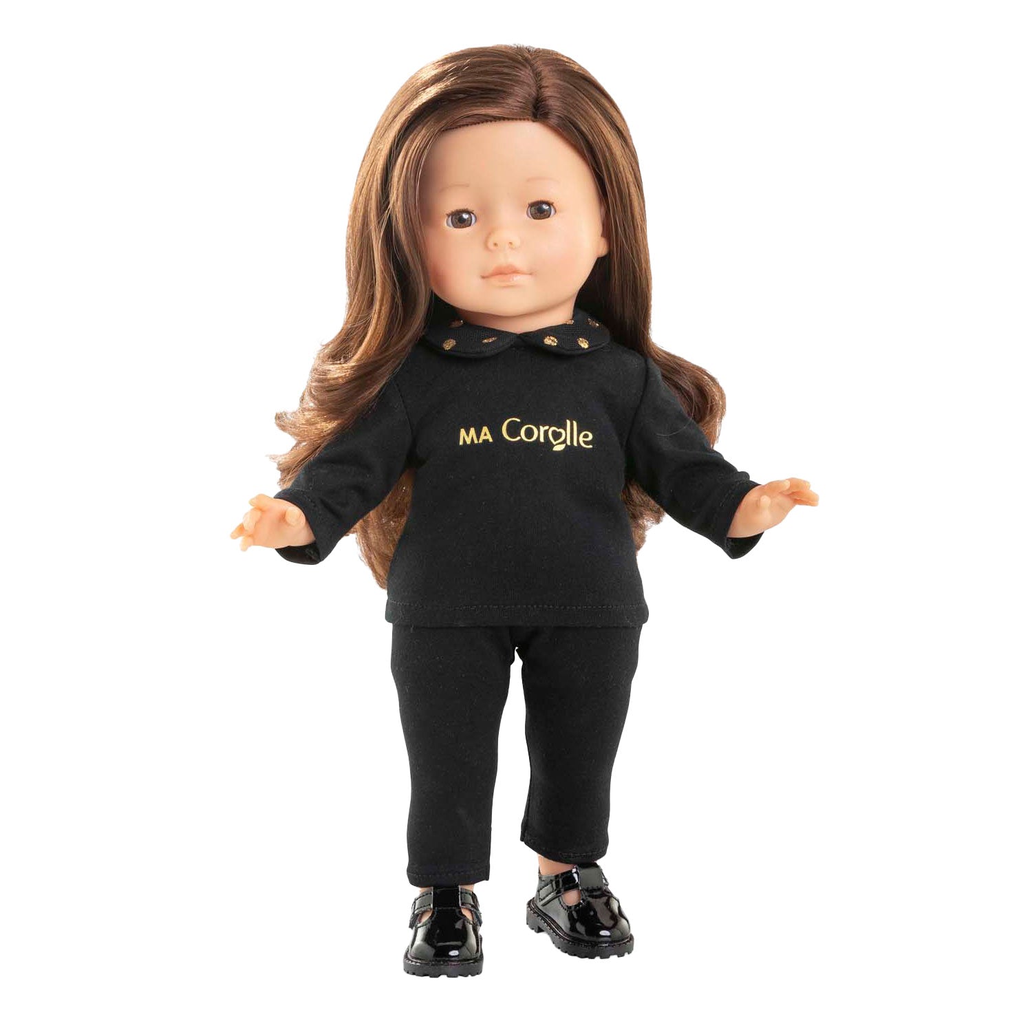 T-shirt Corolle noir et doré pour poupée, 36cm