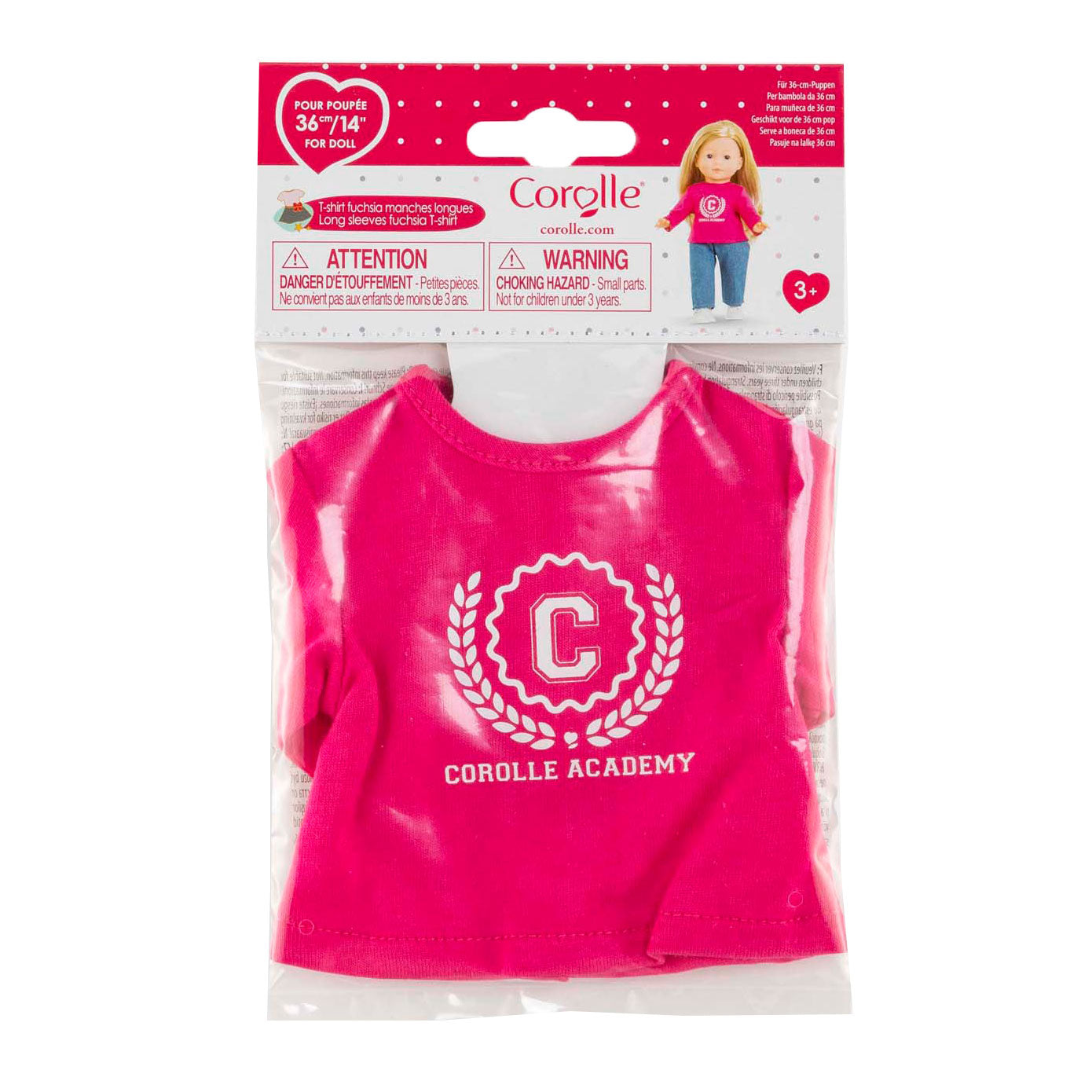 T-shirt fuchsia Corolle pour poupée, 36cm