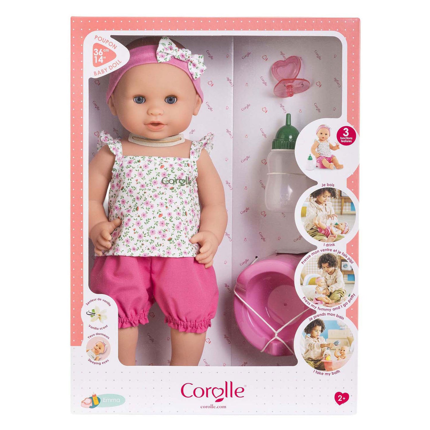 Corolle mon grande poupon poupée qui boit et fait pipi emma - 36cm