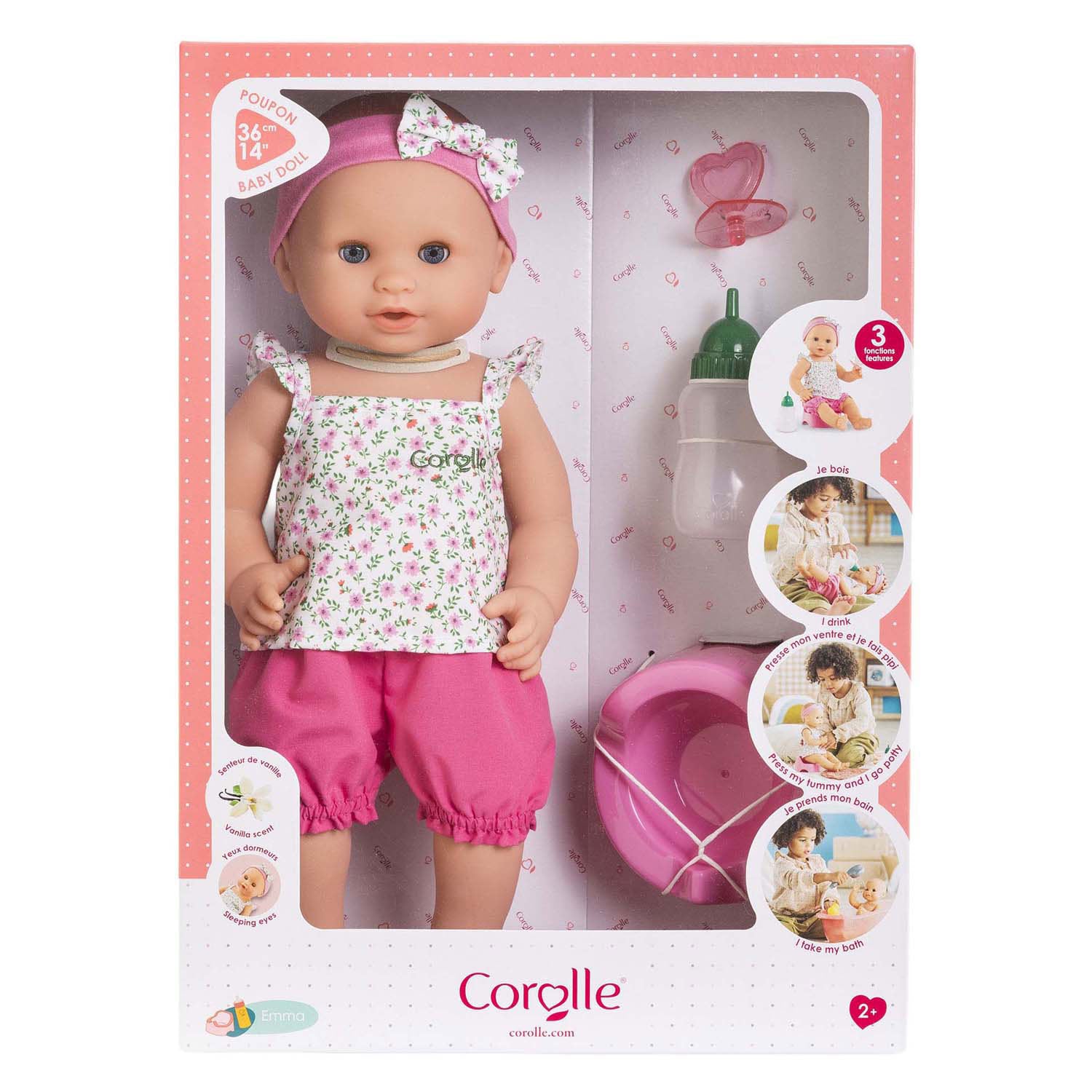 Corolle mon grande poupon poupée qui boit et fait pipi emma - 36cm