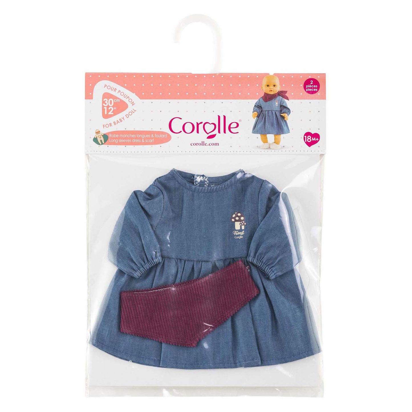 Robe en jean Corolle avec foulard petit explorateur - 30cm