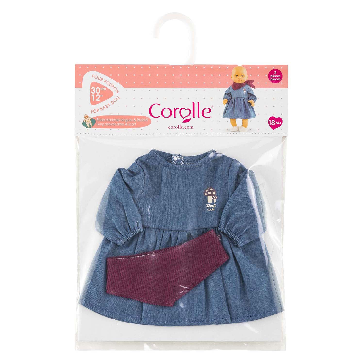 Robe en jean Corolle avec foulard petit explorateur - 30cm