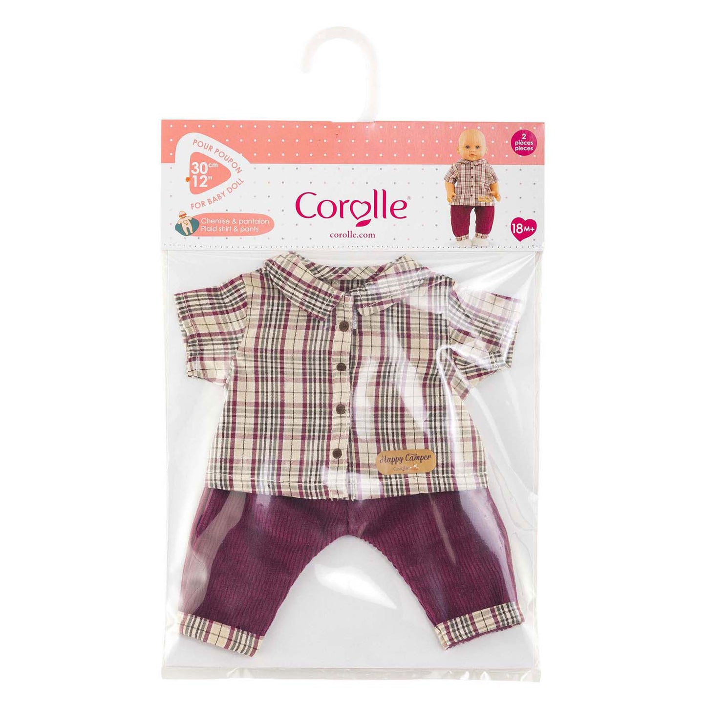 Chemise à carreaux avec pantalon Corolle petit explorateur - 30cm