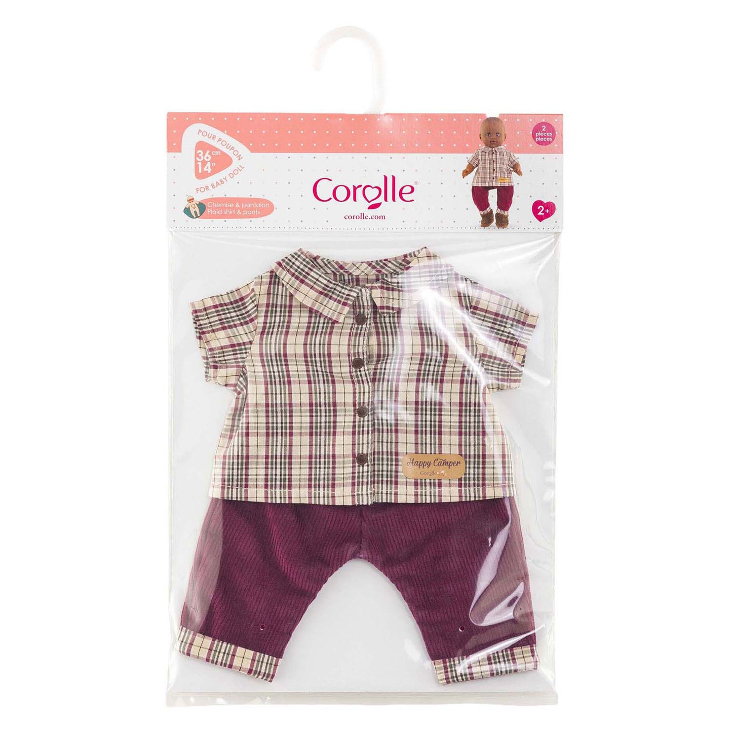 Chemise à carreaux avec pantalon Corolle petit explorateur - 36cm