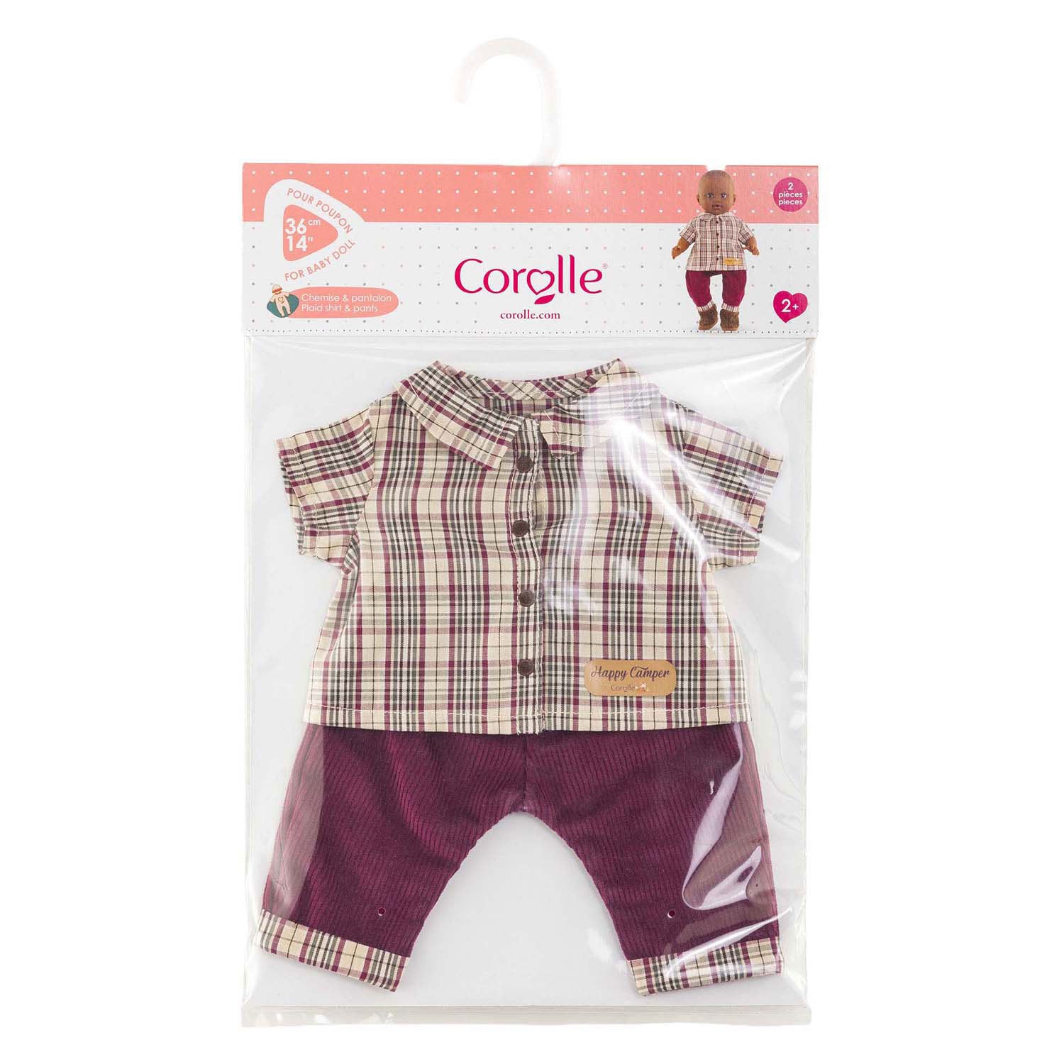 Chemise à carreaux avec pantalon Corolle petit explorateur - 36cm