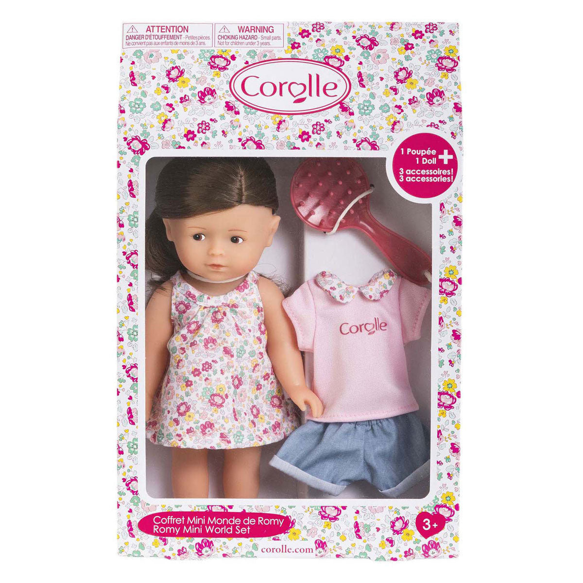 Corolle mini poupée bébé romy avec 3 accessoires - 20cm