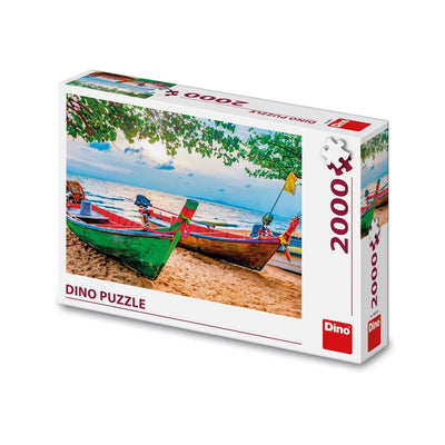 Dinotoys puzzle dinosaure bateau de pêche amarré sur la plage - 2000 pièces