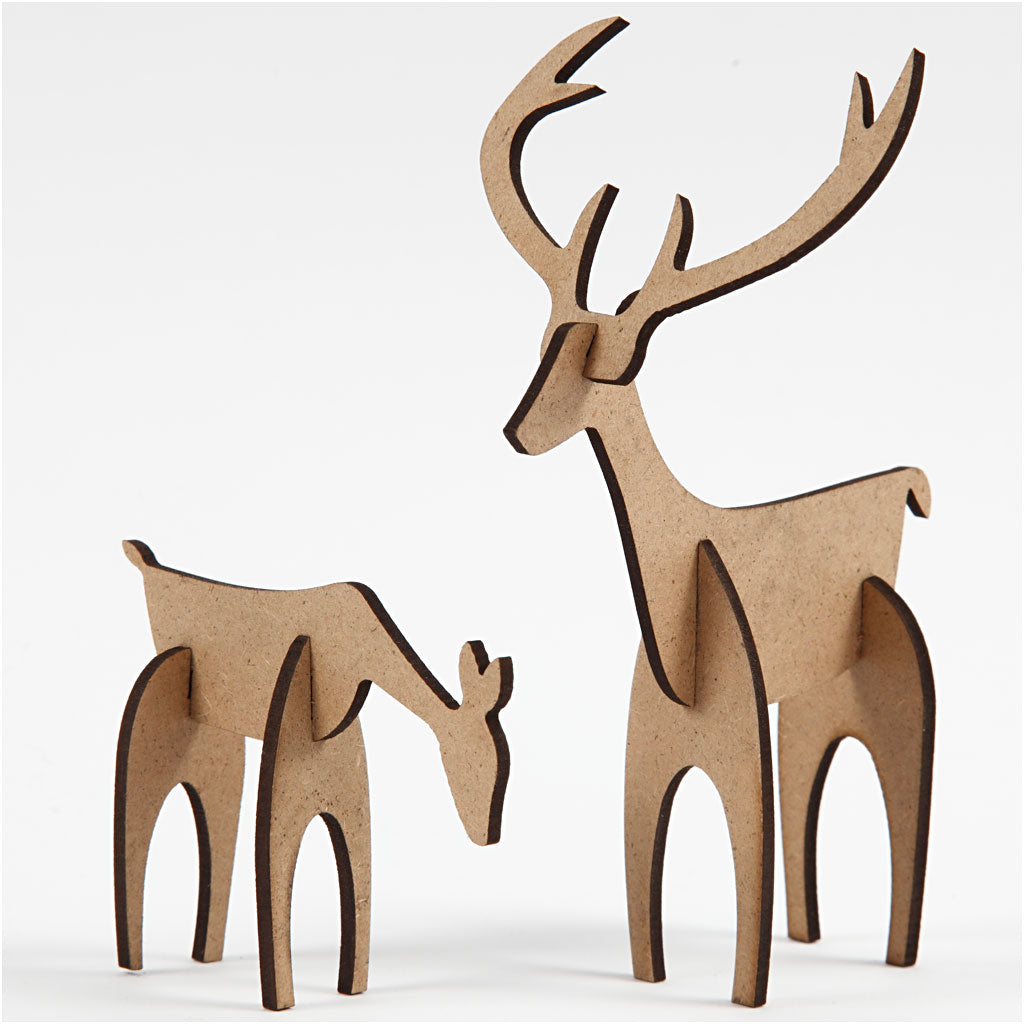 Creativ company cerf élaphe et biche, h: 5+12,5 cm, l: 6,5+8 cm, 1 set