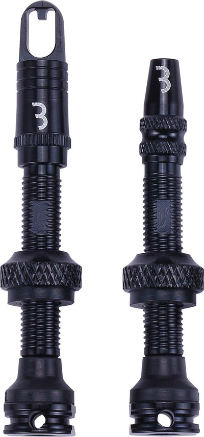 Jeu de valves tubeless Bbb cycling pour vtt et vélo de course - valve tubeless en aluminium - valves al - 40 mm - noir - bti-160